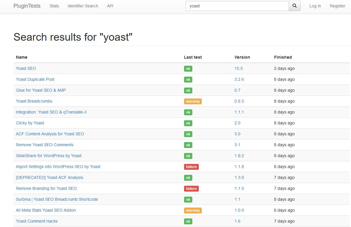 added yoast ot the search box and found all the plugins with similar names